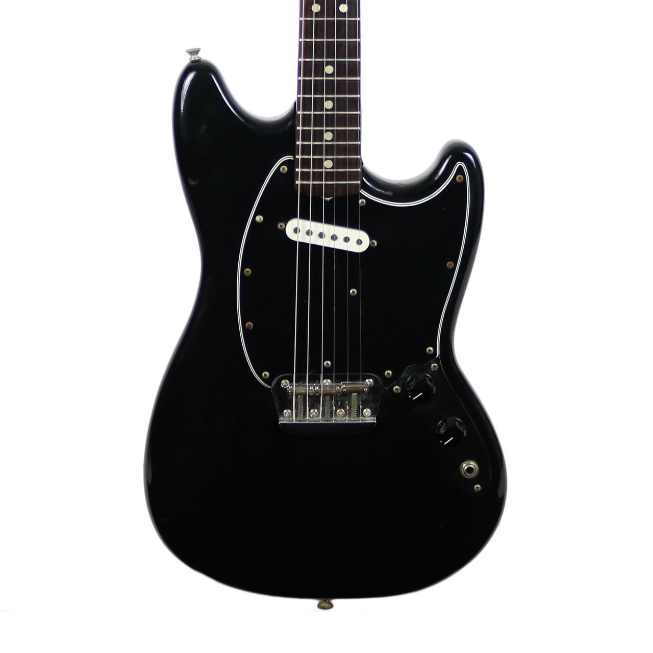 Vintage 1976 Fender Musicmaster Electric Guitar Black Finish