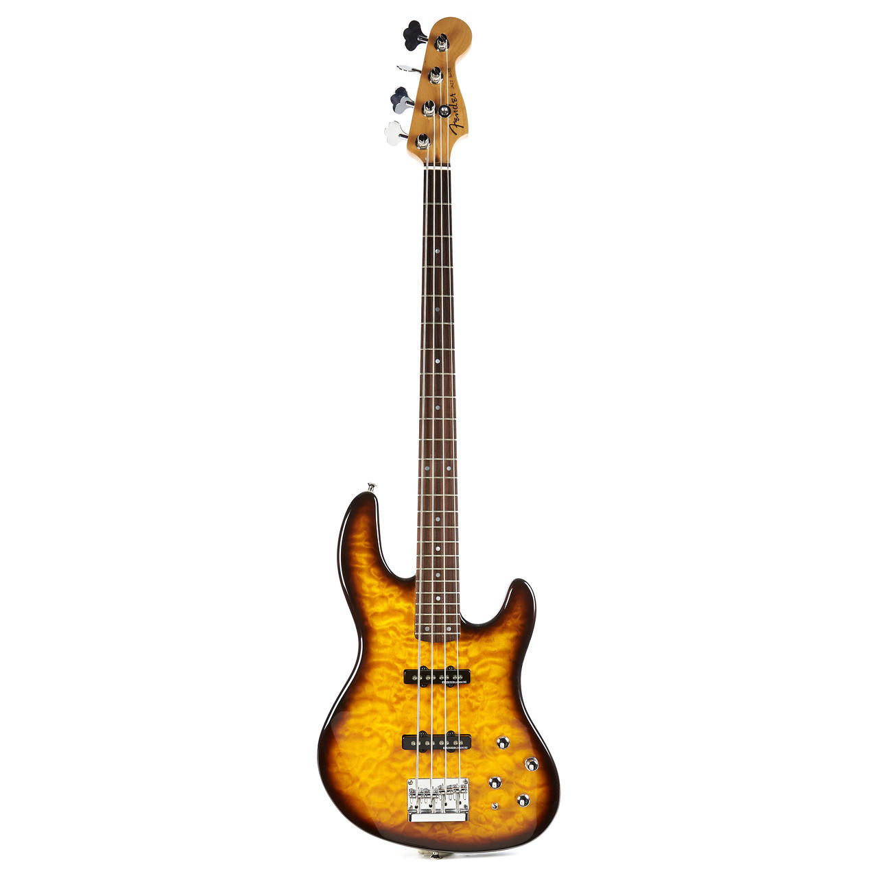 Used Fender Deluxe Jazz Bass 24 Quilt Top Tobacco Sunburst