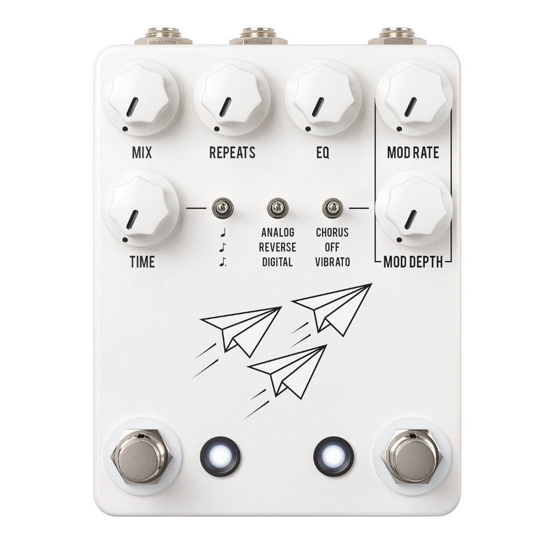 JHS Flight Delay Analog Digital Reverse Delay Pedal - White
