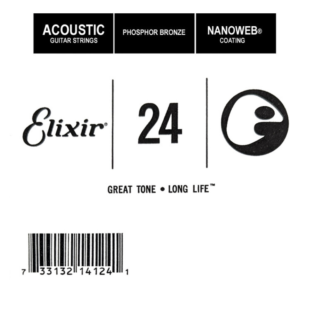 Elixir Nanoweb Phosphor Bronze Single Acoustic Guitar String .024
