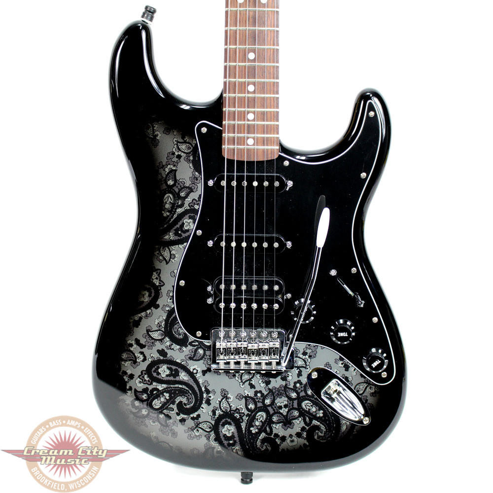 2012 Fender MIM Paisley Stratocaster Electric Guitar in Black