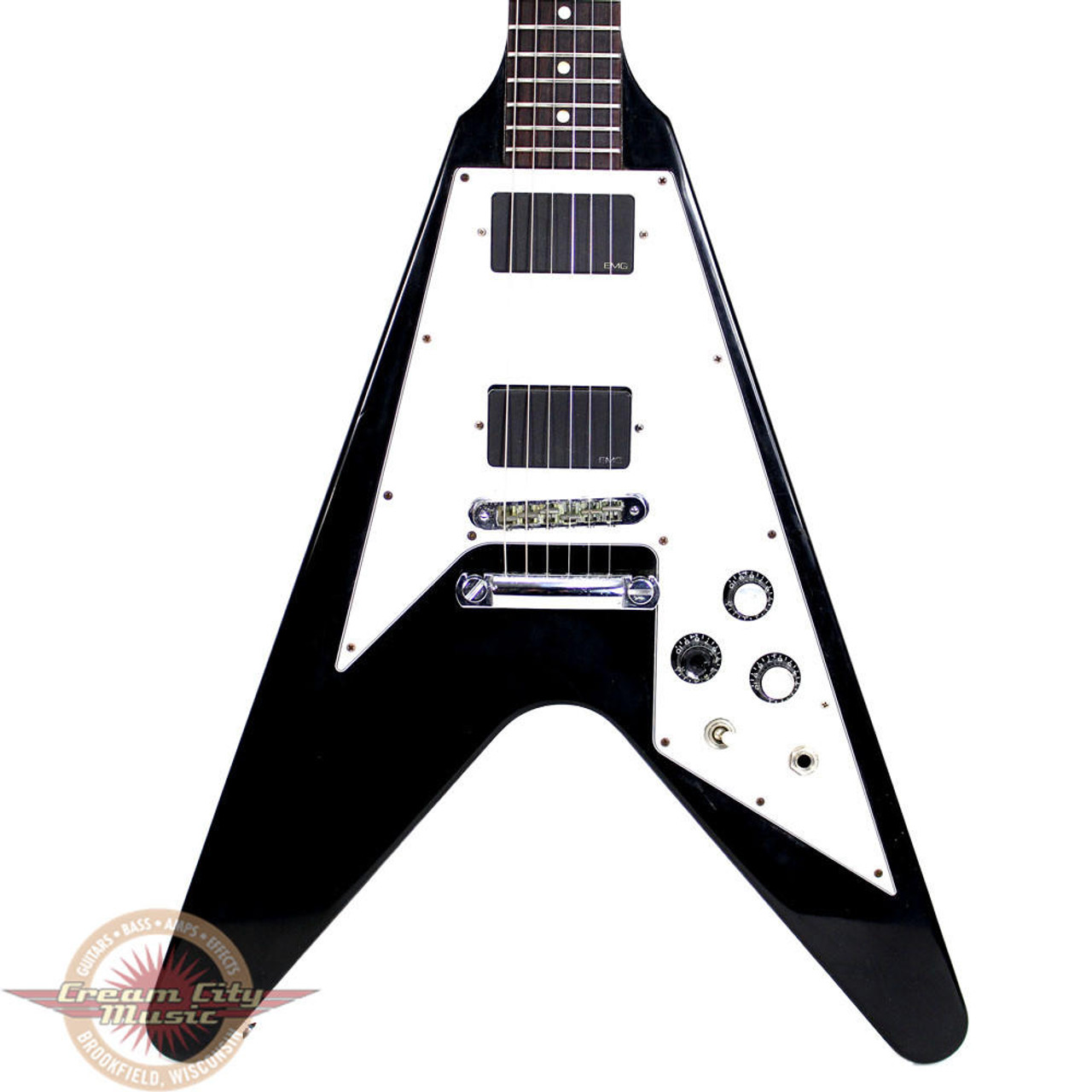 2003 Gibson Flying V Electric Guitar with EMG Pickupsin Black Finish