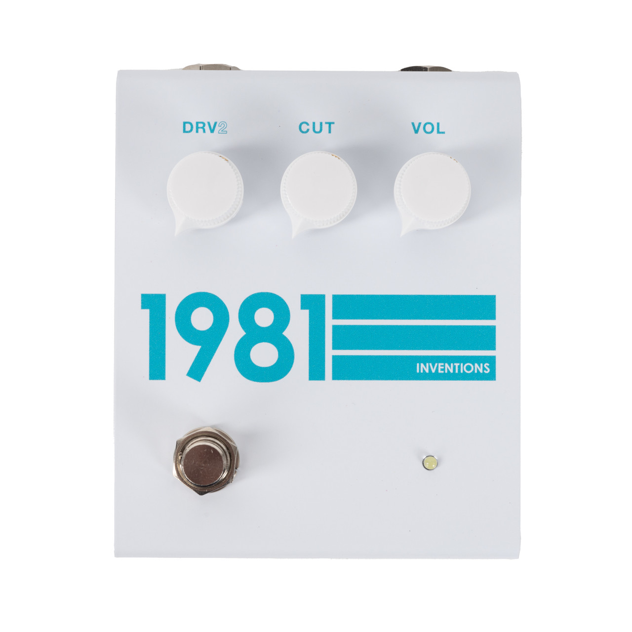 【人気品薄】1981 Inventions DRV V2 Distortion 1981 Inventions DRV2 Distortion Pedal in White and Teal | Cream