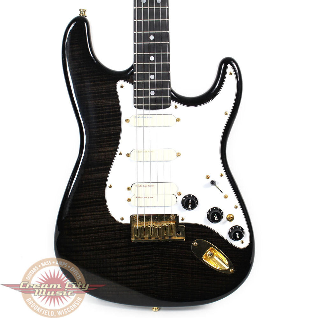 1993 Fender Custom Shop Limited Edition Set Neck Stratocaster Electric  Guitar Charcoal Flame