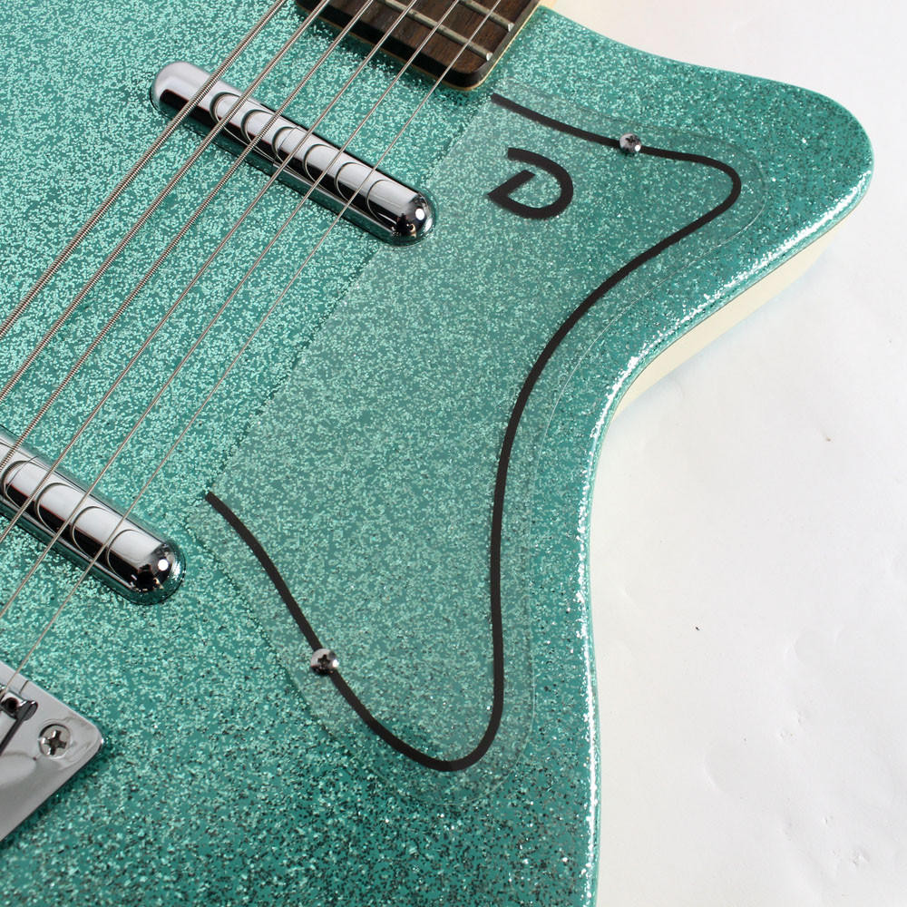 Used Danelectro Six String Electric Bass Guitar Green Sparkle