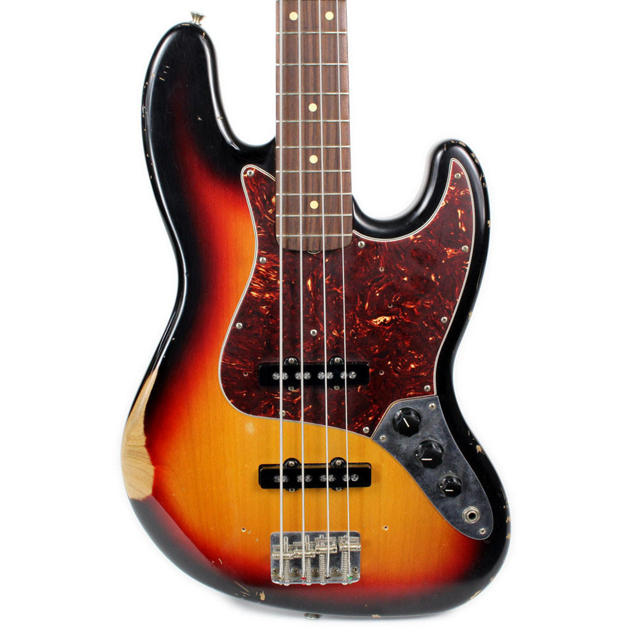2008 Fender MIM Road Worn Series Jazz Bass Sunburst | Cream