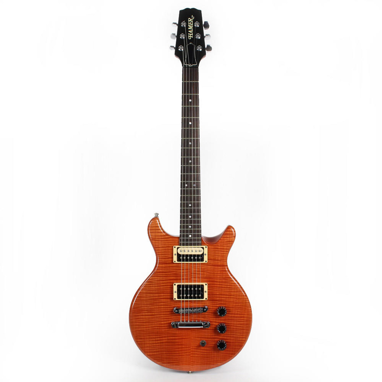 Used Hamer Special Solid Body Electric Guitar in Orange Flame Top