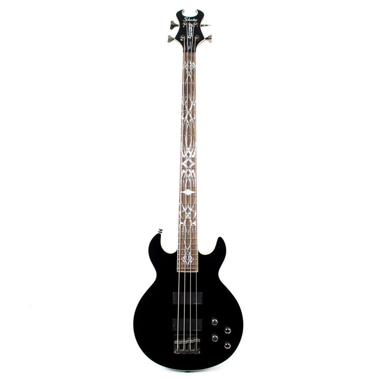 Used Schecter Diamond Series Devil Tribal Electric Bass Guitar in Black  Finish