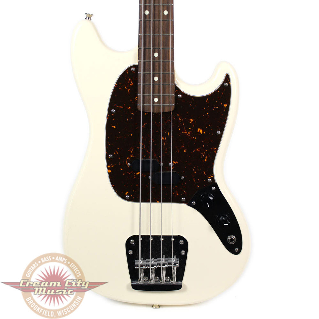 Used Fender MIJ Mustang Bass Guitar Olympic White | Cream City Music