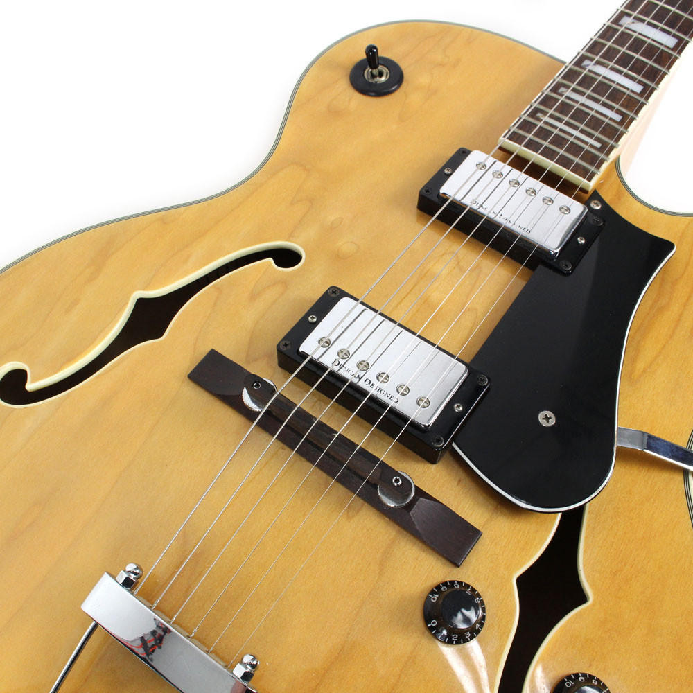 Used Squier X155 Hollow Body Electric Jazz Box Guitar in Natural Finish Cream City Music