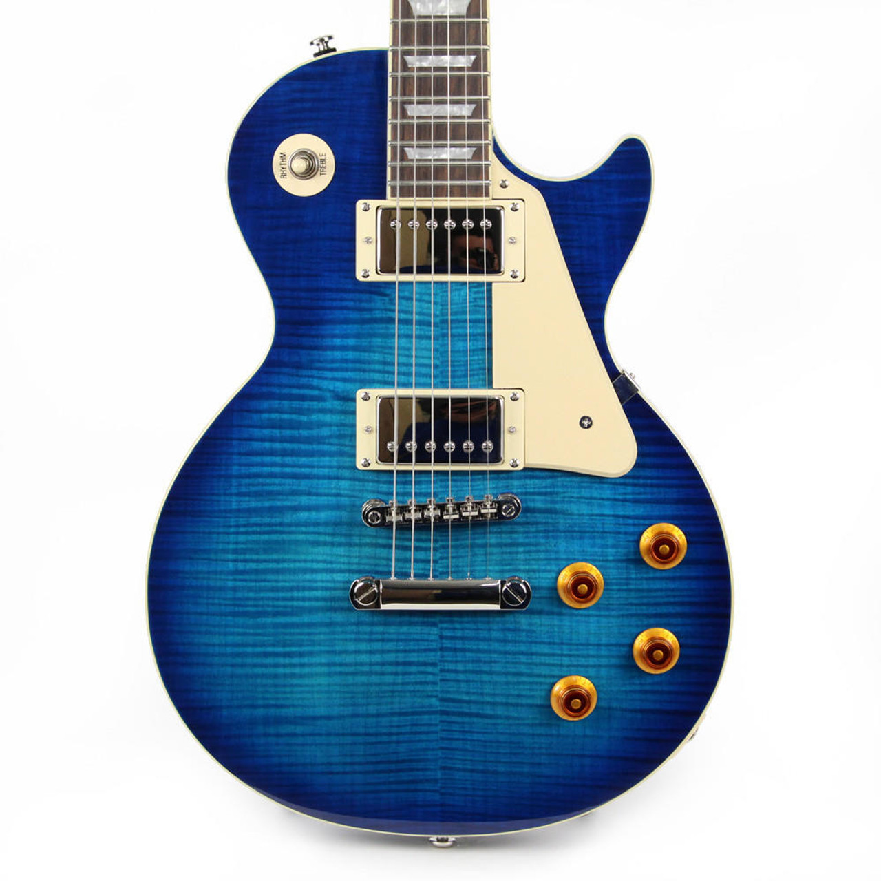 Used Epiphone Les Paul Standard Plus Top Pro Solid Body Electric Guitar in  Trans Blue