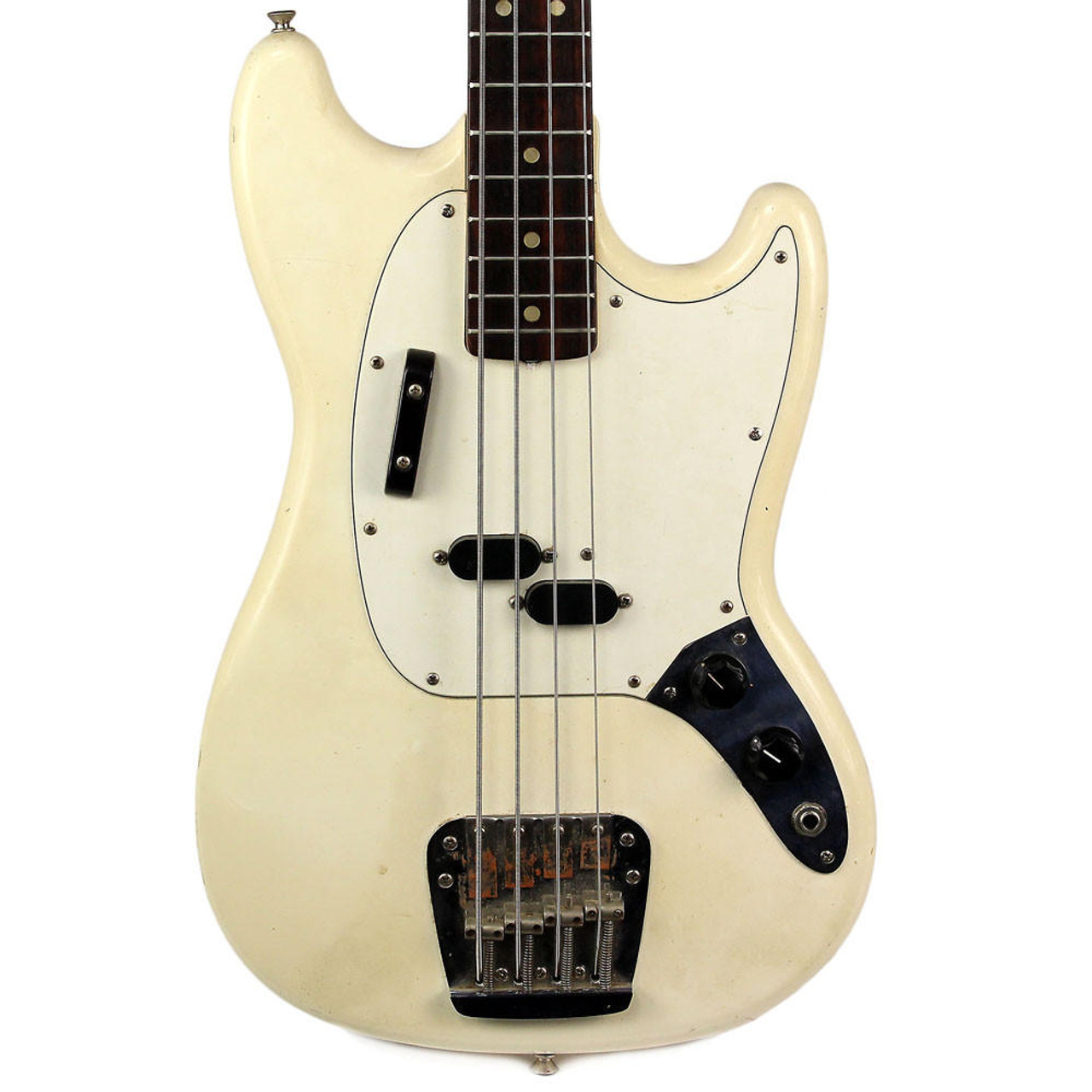 Vintage 1976 Fender Mustang Bass Refinished in Olympic White