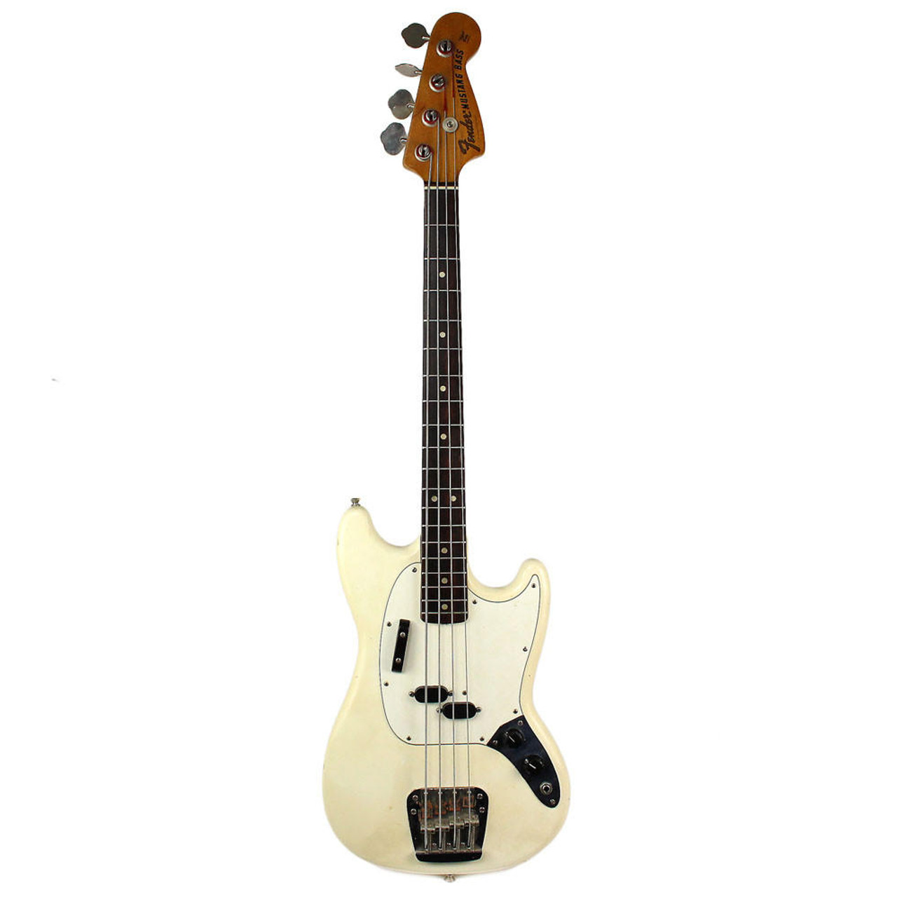 Vintage 1976 Fender Mustang Bass Refinished in Olympic White