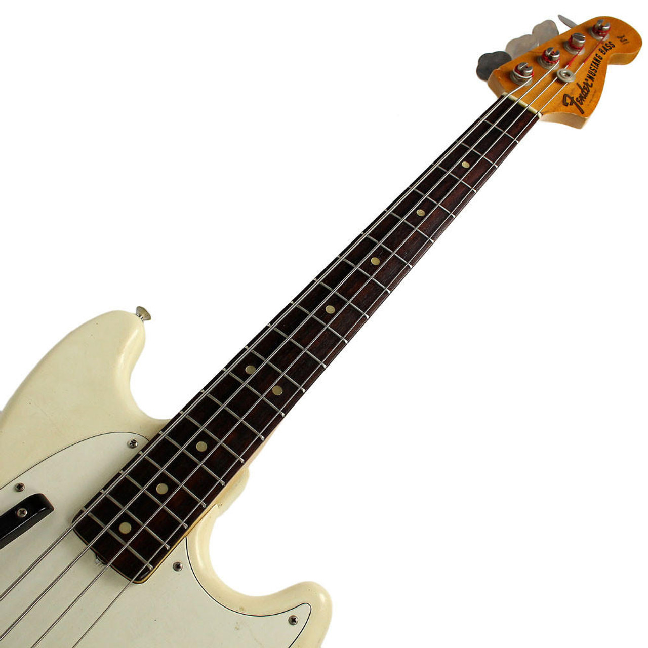 Vintage 1976 Fender Mustang Bass Refinished in Olympic White