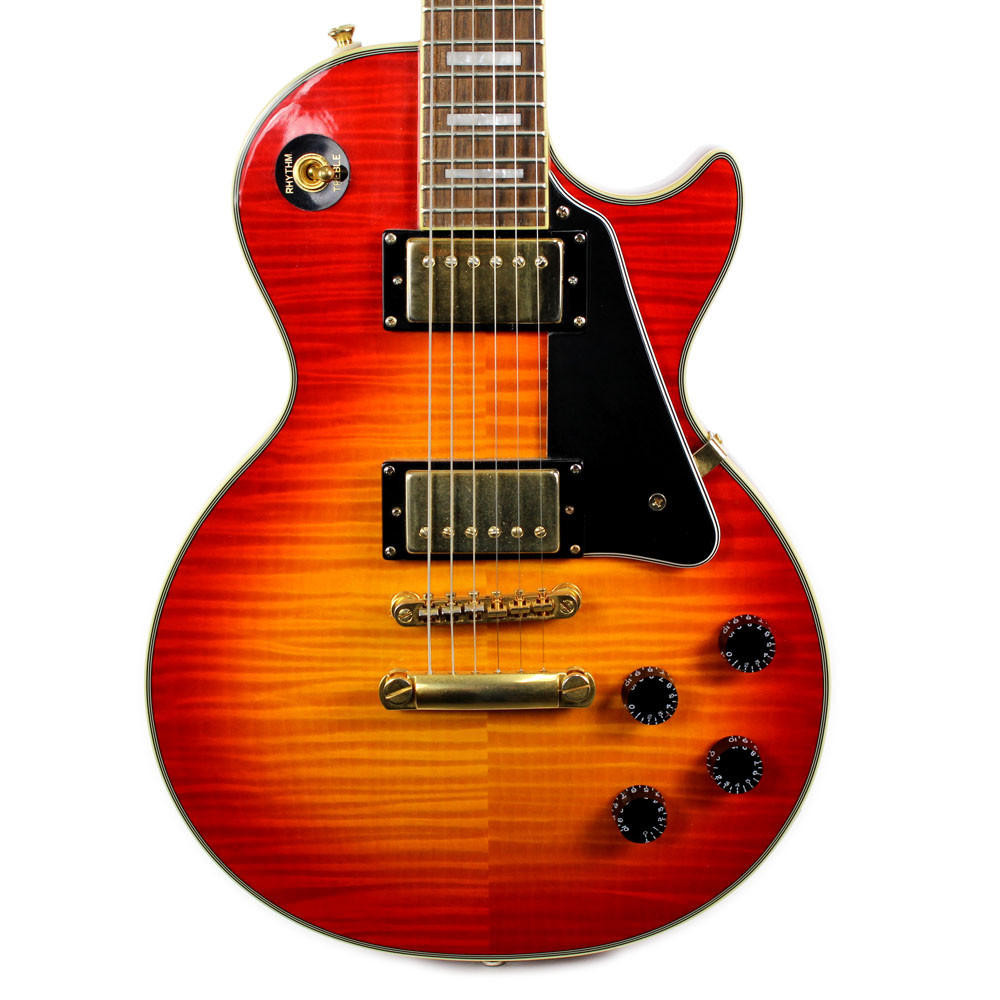 2005 Epiphone Les Paul Custom Electric Guitar Flame Top Sunburst 
