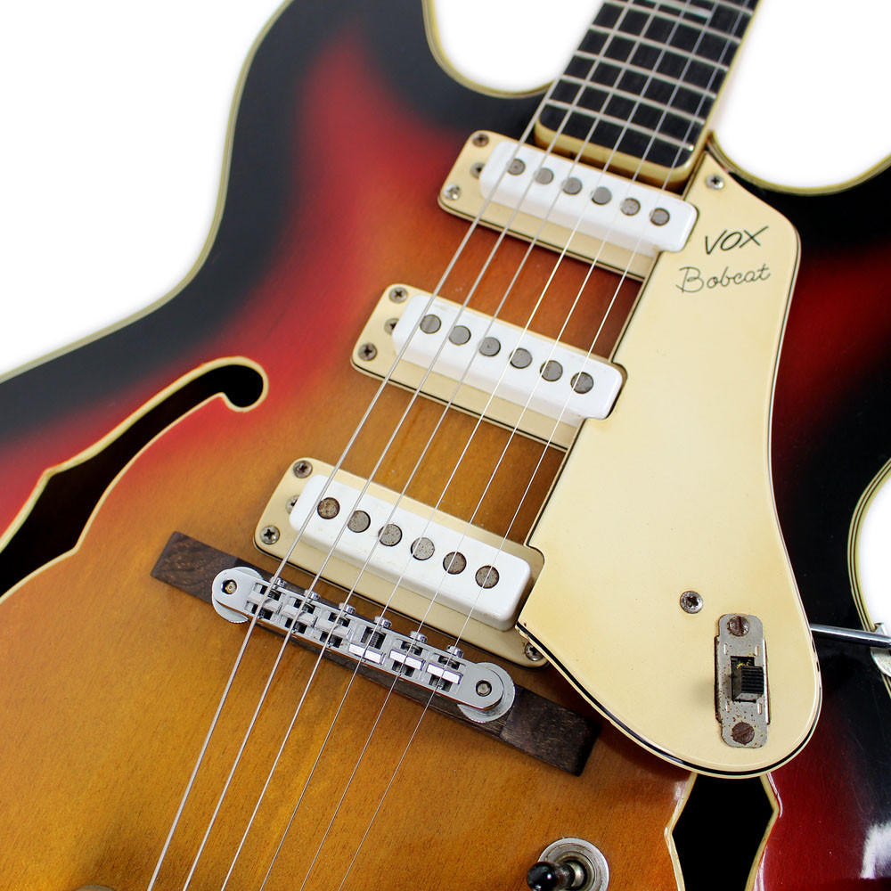 Vintage 1960s Vox Bobcat Hollow Body Electric Guitar Sunburst