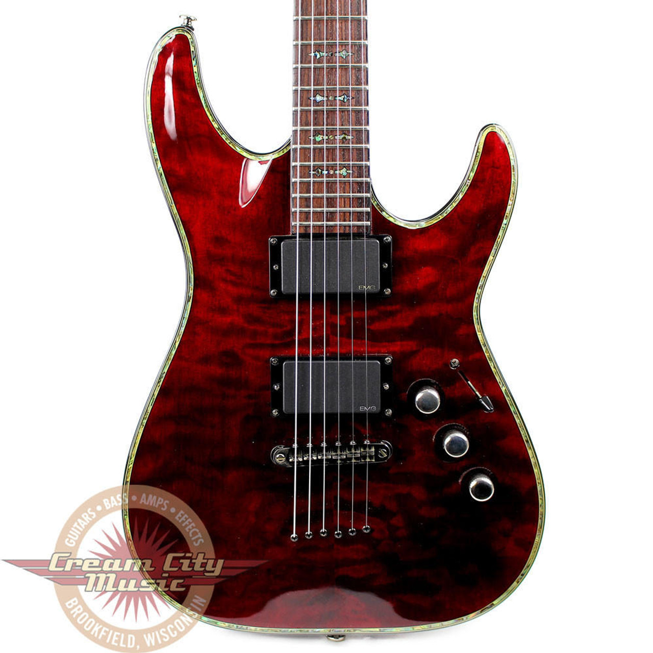 Used Schecter Diamond Series Hellraiser Electric Guitar Translucent Red