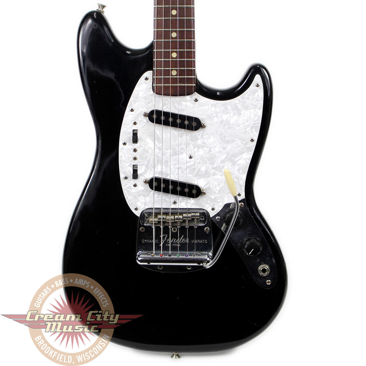 Vintage 1974 Fender Mustang Electric Guitar Black | Cream City Music