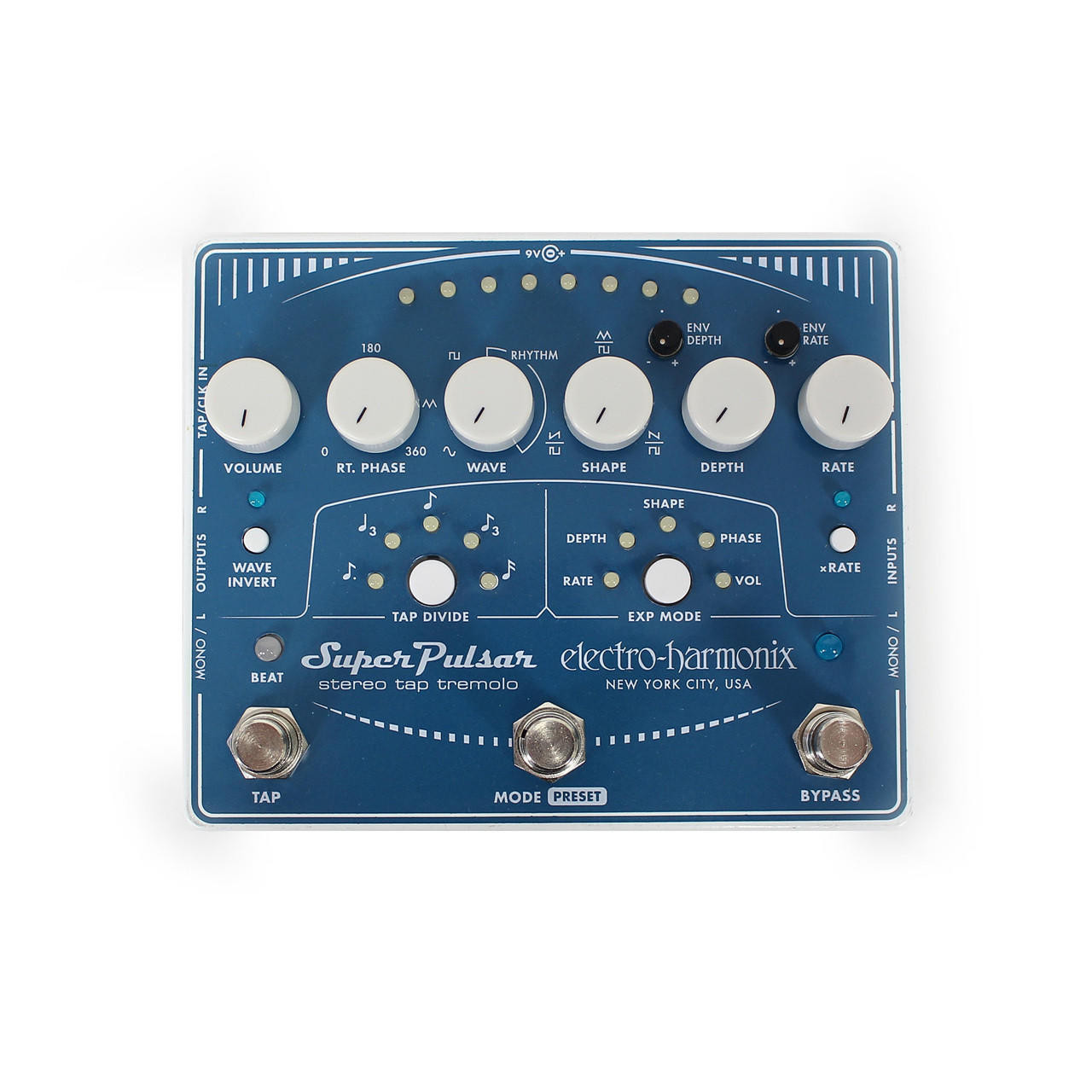 electro-harmonix Super Pulsar ステレオ トレモロ Electro-Harmonix Super Pulsar Stereo Tap Tremolo Pedal