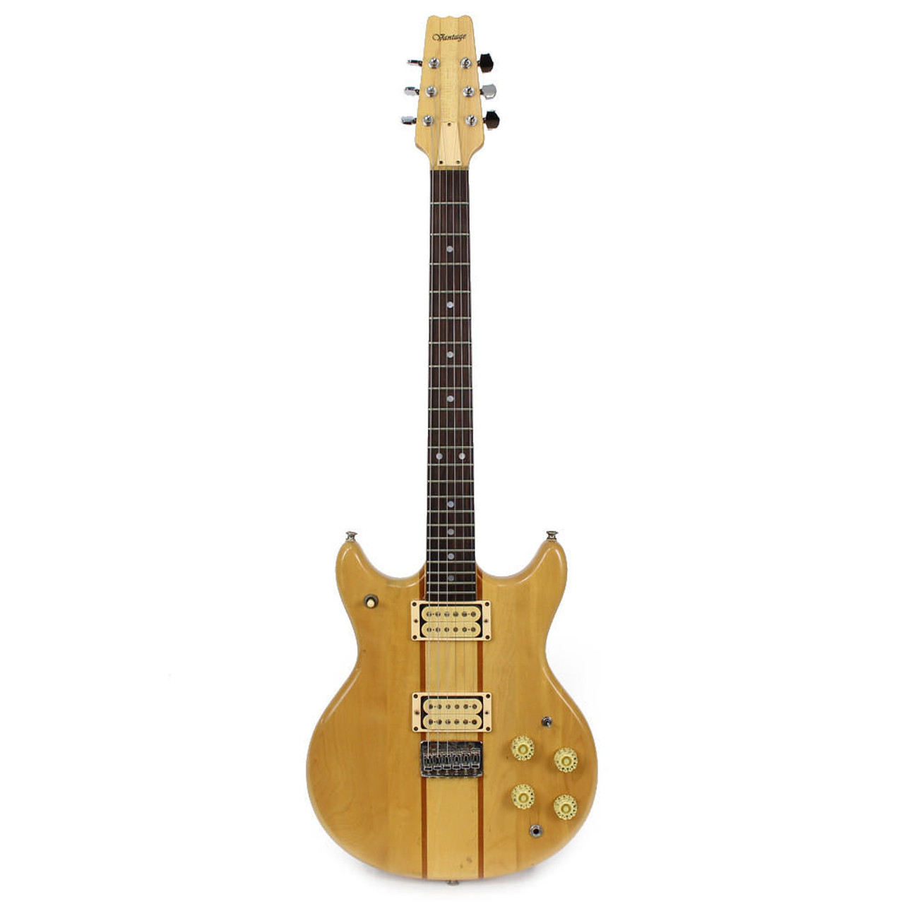 Vintage Vantage Solid Body Electric Guitar w/ T-Top Humbuckers in Natural |  Cream City Music