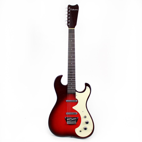 Used Silvertone Model 1449 Solid Body Electric Guitar in Red