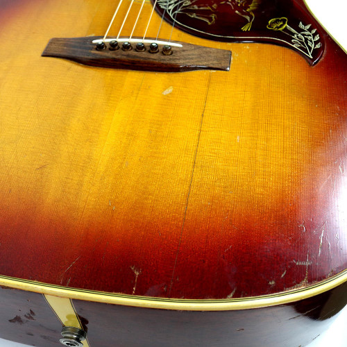 Vintage Early To Mid 1970's Gibson Hummingbird Dreadnought Acoustic Guitar Sunburst Finish