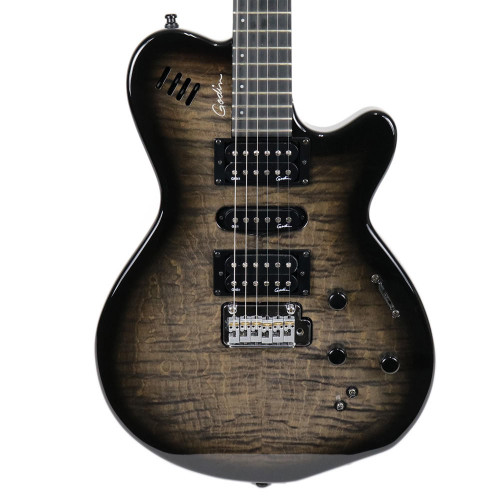 Used Godin xtSA Electric Acoustic Synth Guitar in Trans Black Flame High Gloss