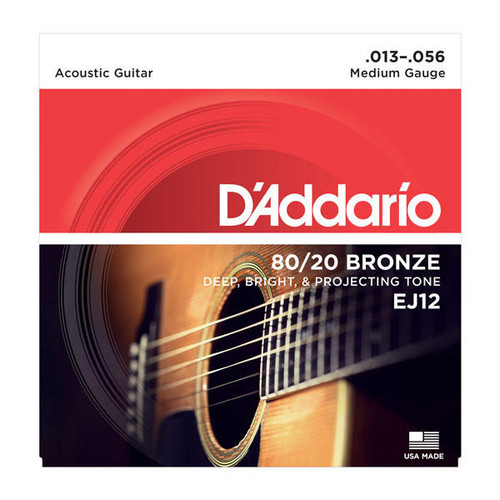 D'Addario EJ12 80/20 Bronze Acoustic Guitar Strings Medium