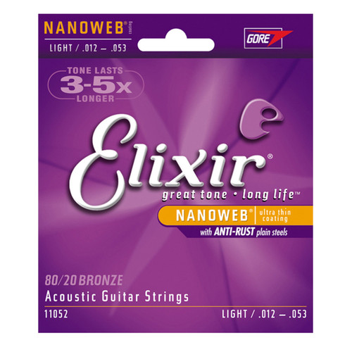 Elixir Nanoweb Acoustic Guitar Strings Light  .012 - .053