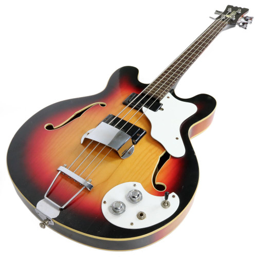 Vintage 1960's Mosrite Celebrity III Hollow Body Electric Bass Guitar Sunburst