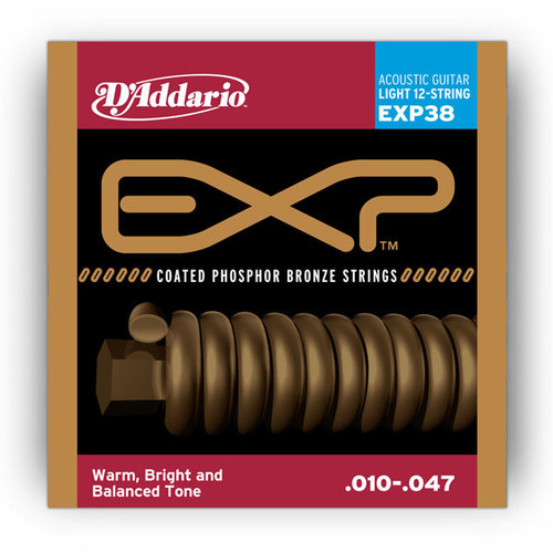 D'Addario EXP38 Coated Phosphor Bronze Light 12-String Acoustic Guitar Strings .010-.047