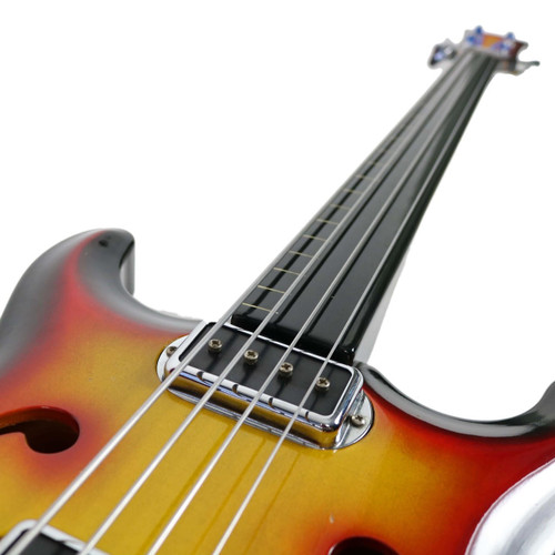 Vintage 1960's Hohner Bartell Semi-Hollow Body Fretless Electric Bass Guitar Sunburst Finish