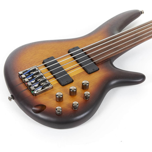 Used Ibanez SR705 5 String Fretless Bass - Brown Burst Flat