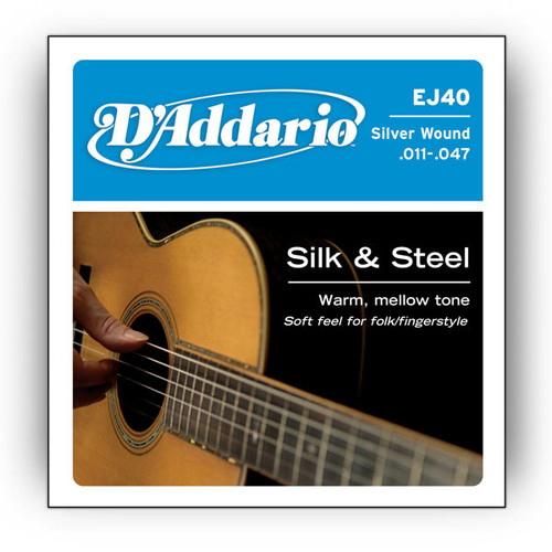 D'Addario EJ40 Silk & Steel Folk Acoustic Guitar Strings .011-.047