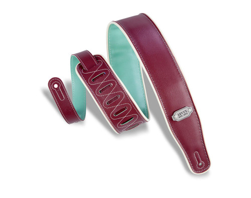 Levy's M26VCP 2 3/4" Reversable Vinyl Guitar Strap - Burgundy and Seafoam Green