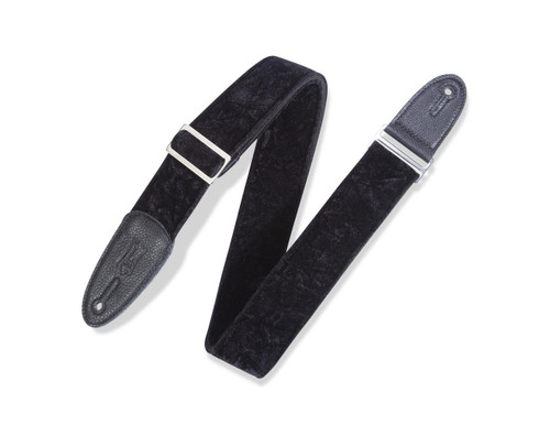 Levy's M7VC 2" Velvet Fabric Guitar Strap on Black Cotton Webbing