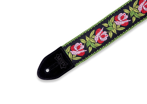 Levy's MC8JQ 2" Cotton Guitar Strap with Woven Rosa Pink Floral Pattern