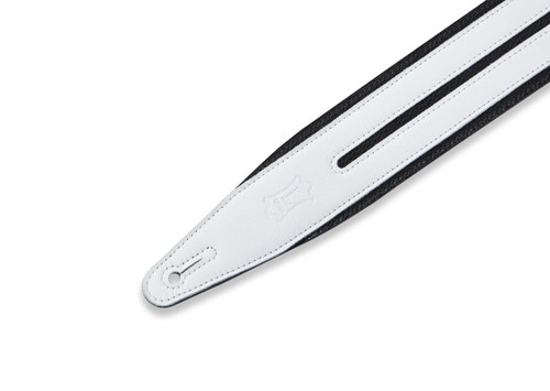 Levy's MG317DRS 2 1/2" Leather Guitar Strap Black with White Racing Stripe