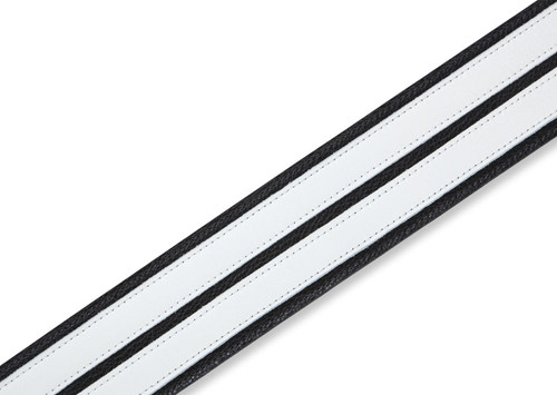 Levy's MG317DRS 2 1/2" Leather Guitar Strap Black with White Racing Stripe