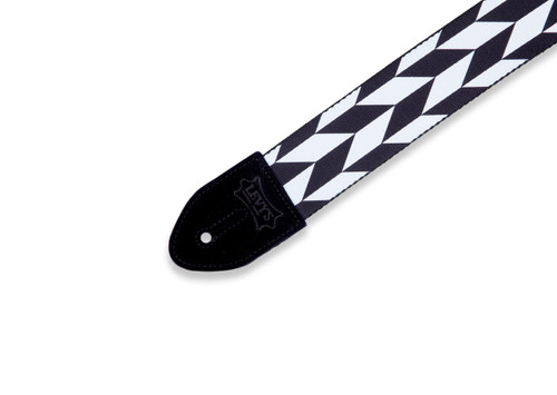 Levy's MPF2 2" Printed Polyester Guitar Strap Black White Offset Arrow