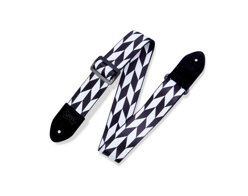 Levy's MPF2 2" Printed Polyester Guitar Strap Black White Offset Arrow