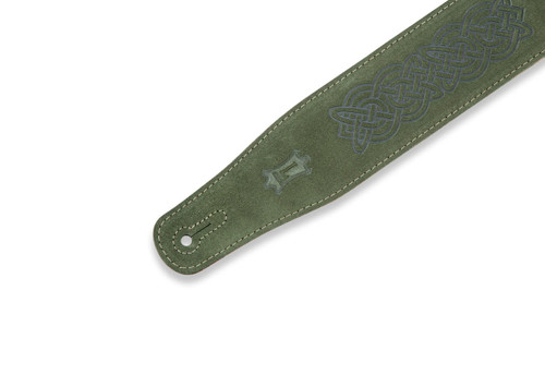 Levy's MS26CK 2 1/2" Suede Leather Guitar Strap Embossed Celtic Knot - Green