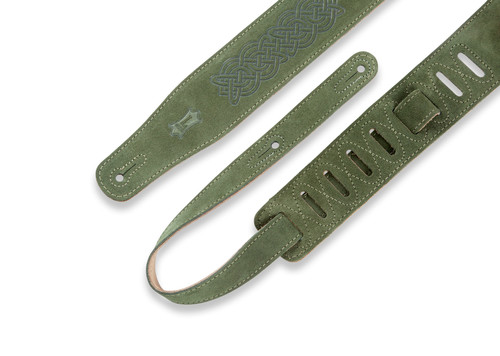 Levy's MS26CK-GRN Celtic Embossed Suede Leather Guitar Strap - Green