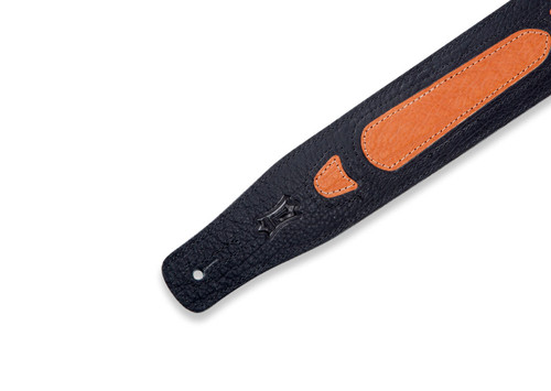 Levy's PM31RT 2 1/2" Leather Guitar Strap Cut-Out Design - Ginger with Black Inlay