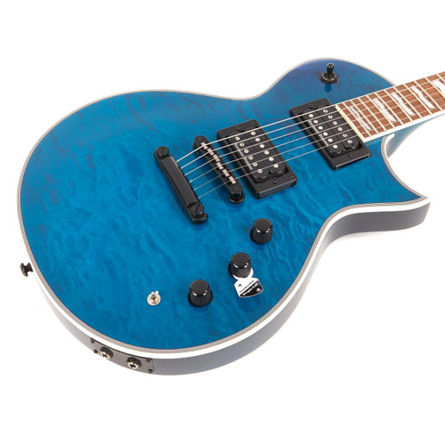 Used ESP LTD EC-1000 Piezo Quilted Maple - See Thru Blue