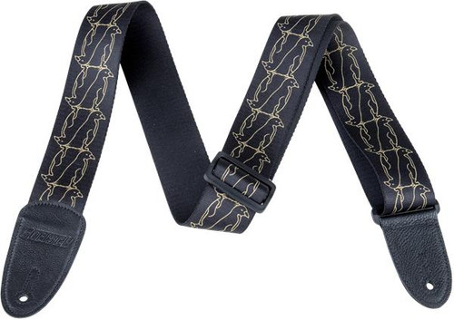Gretsch Guitar Strap Alternating Gold Penguins - Black and Gold