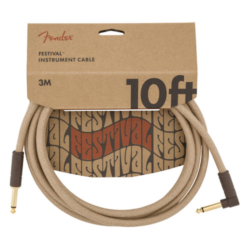 Fender Festival Hemp Instrument Cable 10' Straigt / Angle - Natural