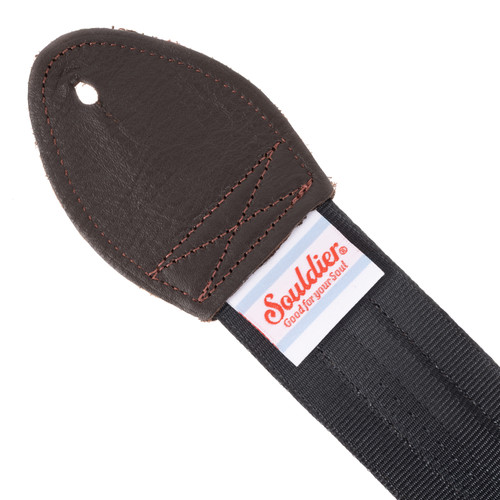 Souldier Solid Gold Stripe Pattern Guitar Strap - Black & Brown