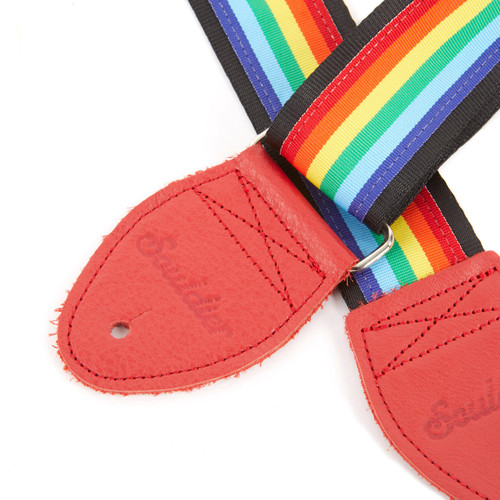 Souldier Rainbow Pattern Guitar Strap - Black & Red
