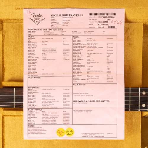 Fender Custom Shop Stevie Ray Vaughan Signature Stratocaster - 3 Color Sunburst